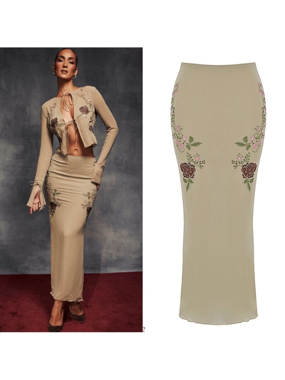 ❤️‍🔥Firm Price❤️‍🔥2 pieces House of CB ASRA Artichoke Floral Tie front + skirt - Picture 2 of 16